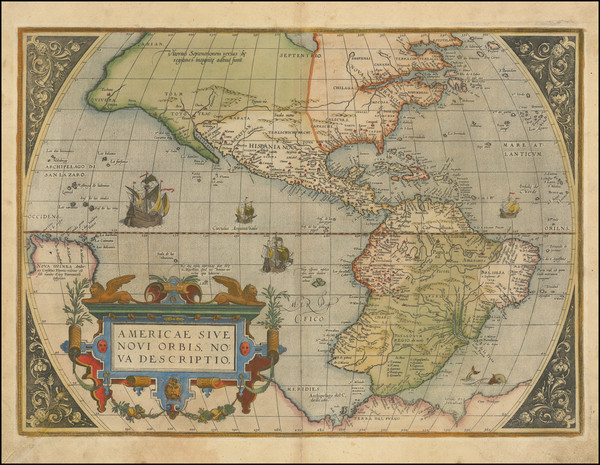 37-Western Hemisphere and America Map By Abraham Ortelius