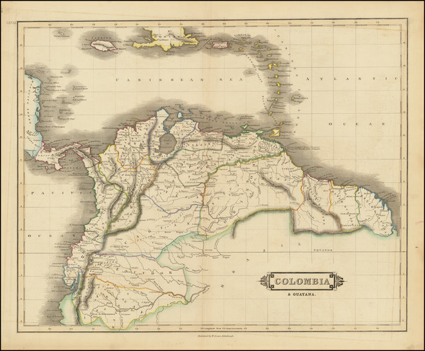 39-Colombia, Guianas & Suriname, Peru & Ecuador and Venezuela Map By David Lizars