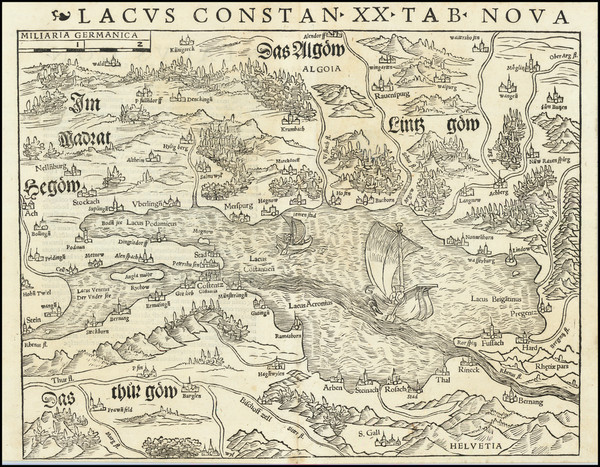 81-Switzerland, Austria and Germany Map By Sebastian Munster