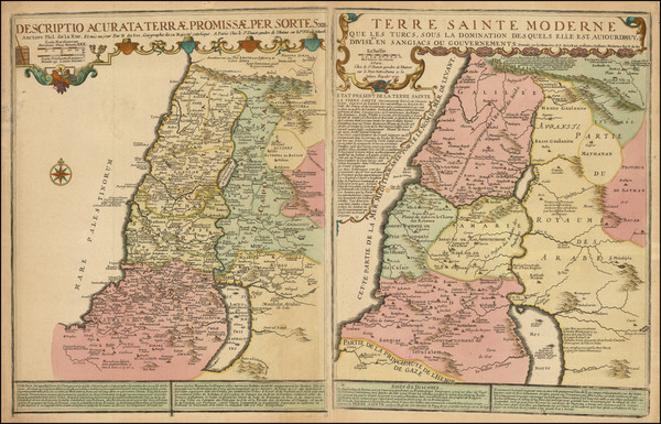 17-Holy Land Map By Nicolas de Fer / Guillaume Danet