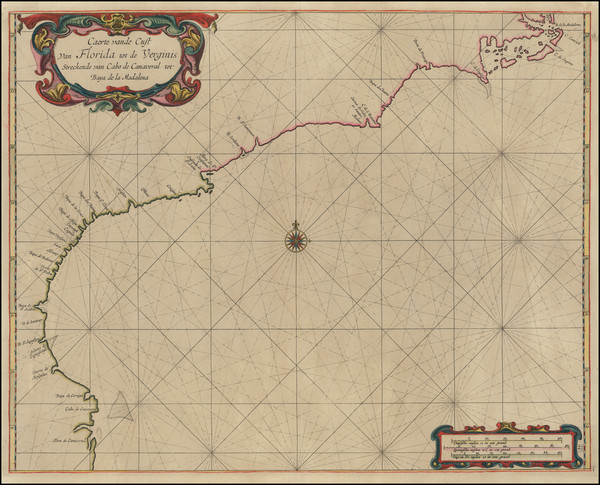 38-Florida, Southeast, Georgia, North Carolina and South Carolina Map By Arent Roggeveen