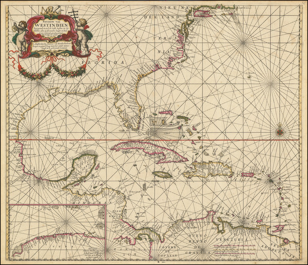 73-Mid-Atlantic, Florida, Southeast, Caribbean and Central America Map By Johannes Van Keulen