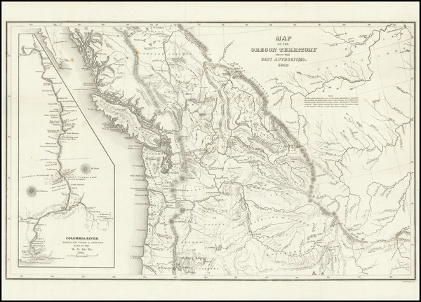 52-Utah, Nevada, Idaho, Montana, Utah, Wyoming, Oregon and Washington Map By Charles Wilkes