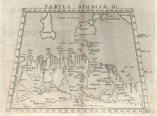 64-Europe, Mediterranean, Africa, North Africa and Balearic Islands Map By Girolamo Ruscelli