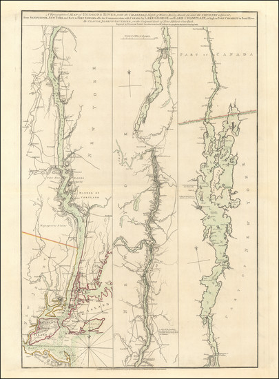 9-Vermont, New York State and Canada Map By Claude Joseph Sauthier