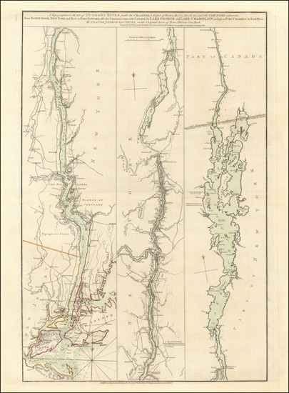 11-Vermont, New York State and Canada Map By Claude Joseph Sauthier