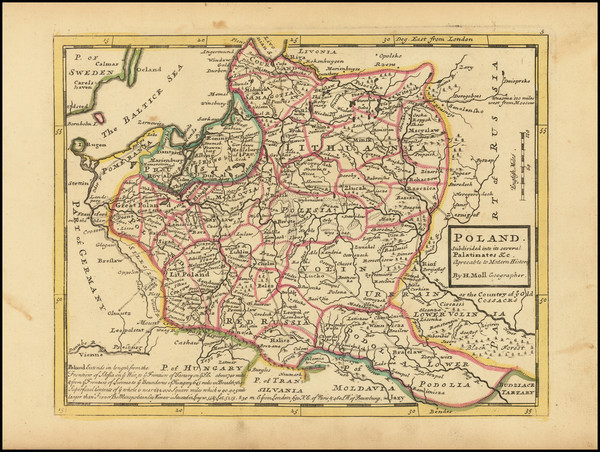 67-Poland Map By Hermann Moll