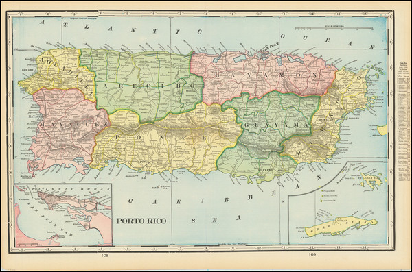 84-Puerto Rico Map By George F. Cram