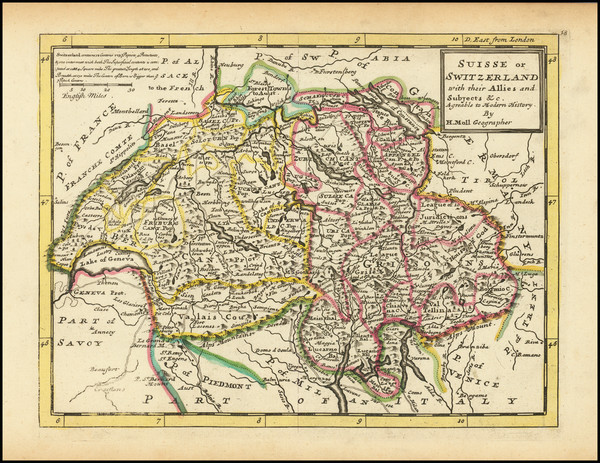 16-Switzerland Map By Herman Moll