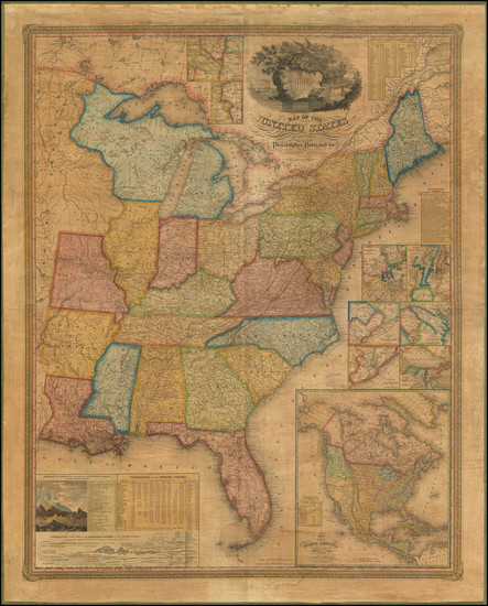 89-United States Map By Samuel Augustus Mitchell