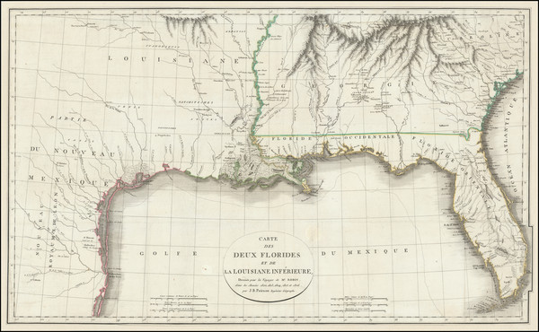 0-Florida, South, Louisiana and Texas Map By Jean Baptiste Poirson / Jean Baptiste Pierre Tardieu