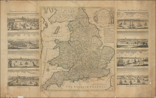 53-England Map By Emanuel Bowen / Richard Marshall