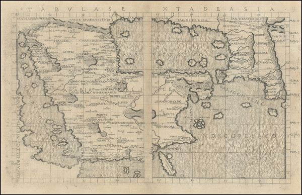 21-Arabian Peninsula Map By Claudius Ptolemy / Francesco Berlinghieri