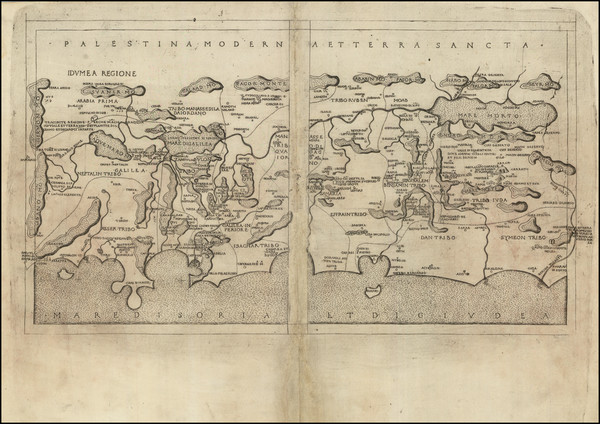 86-Holy Land Map By Francesco Berlinghieri / Pietro Vesconte / Marino Sanuto