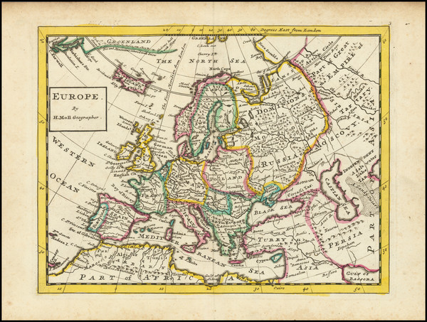 85-Europe Map By Herman Moll