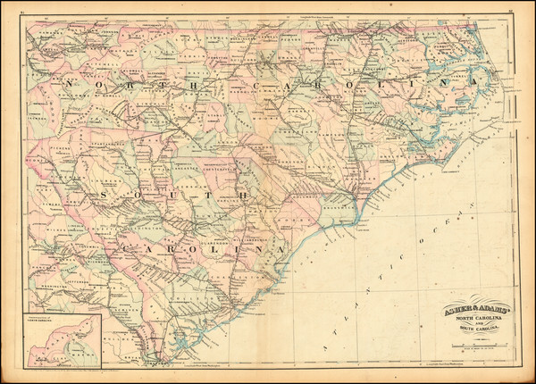 63-North Carolina and South Carolina Map By Asher  &  Adams