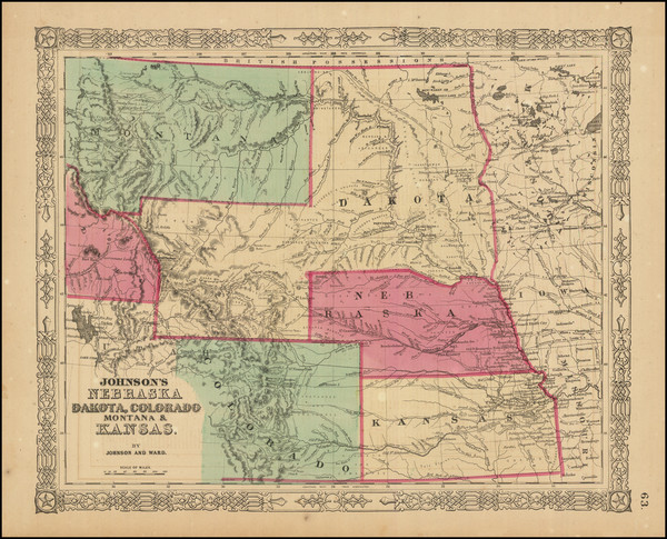 87-Kansas, Nebraska, North Dakota, South Dakota, Colorado, Colorado, Montana and Wyoming Map By Be