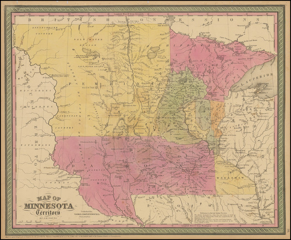 95-Minnesota, North Dakota and South Dakota Map By Thomas, Cowperthwait & Co.