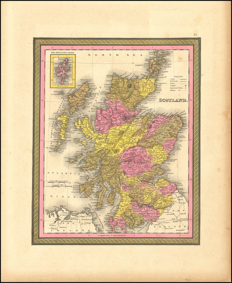 46-Scotland Map By Samuel Augustus Mitchell