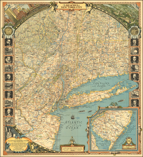 99-New York City and New York State Map By National Geographic Society