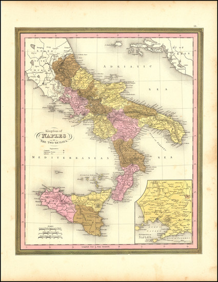 4-Southern Italy Map By Samuel Augustus Mitchell