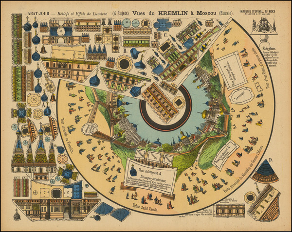 100-Europe, France, Russia and Curiosities Map By Pellerin & Co.