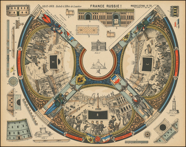 73-Europe, France, Russia and Curiosities Map By Pellerin & Co.