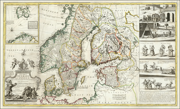 14-Scandinavia, Sweden, Norway and Denmark Map By Herman Moll