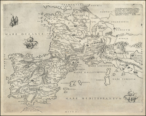 49-France and Spain Map By Antonio Lafreri