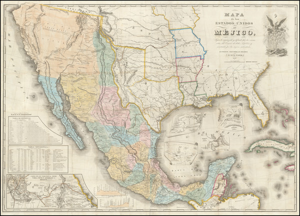 39-Texas, Southwest, Rocky Mountains, Mexico and California Map By John Disturnell