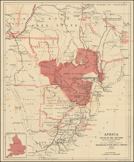 46-Africa, South Africa and East Africa Map By Edward Stanford