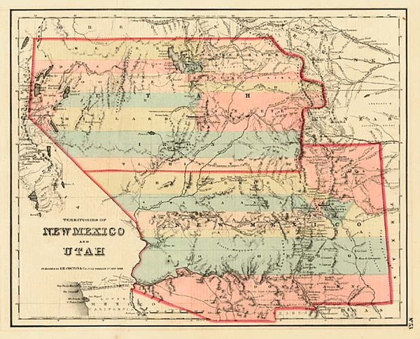 39-Southwest, Rocky Mountains and California Map By Joseph Hutchins Colton