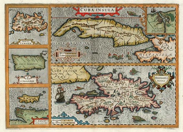 31-Caribbean Map By Jodocus Hondius - Mercator