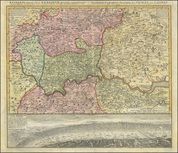 83-London and British Counties Map By Homann Heirs