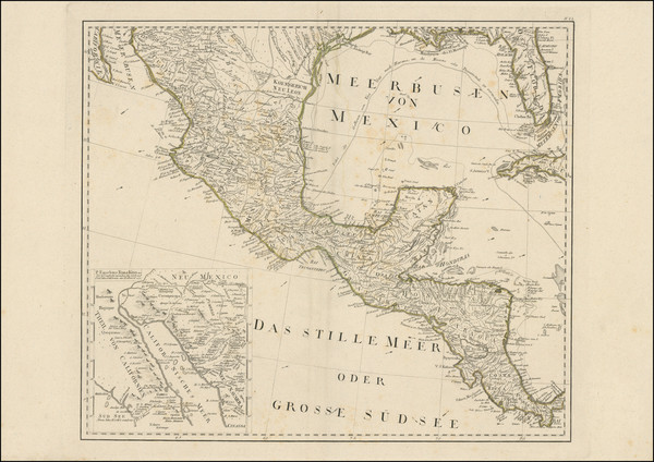 81-Florida, Mexico and California Map By Franz Anton Schraembl