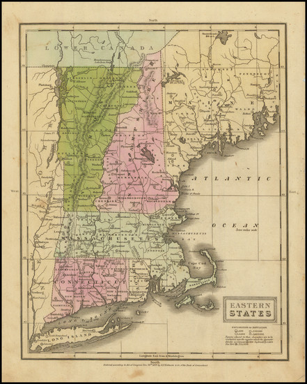 22-New England, Connecticut, Maine, Massachusetts, New Hampshire, Rhode Island and Vermont Map By 