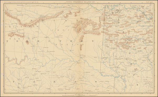 25-Arkansas, Texas, Oklahoma & Indian Territory and Civil War Map By U.S. War Department