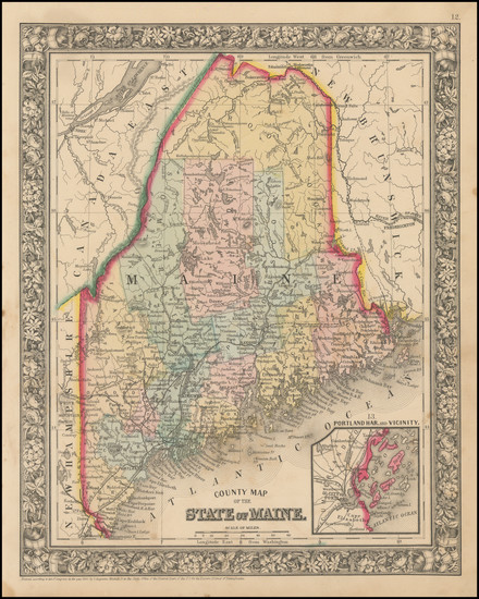 5-Maine Map By Samuel Augustus Mitchell Jr.