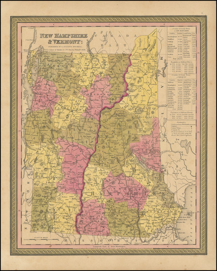 31-New Hampshire and Vermont Map By Samuel Augustus Mitchell