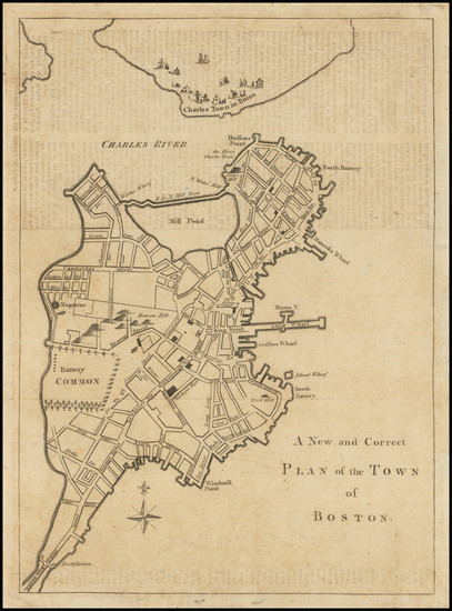 85-Massachusetts, Boston and American Revolution Map By Gentleman's Magazine