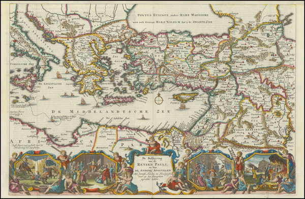 22-Turkey, Mediterranean, Holy Land and Turkey & Asia Minor Map By Jan Van Jagen