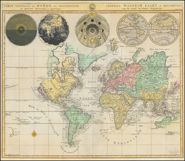 8-World and California as an Island Map By Cornelis Mortier