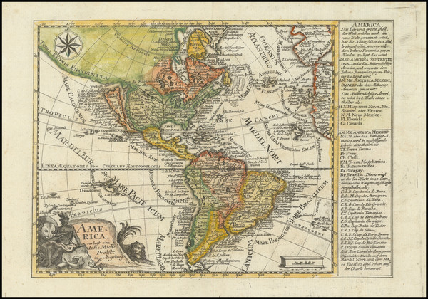 10-California as an Island and America Map By Johann Michael Probst