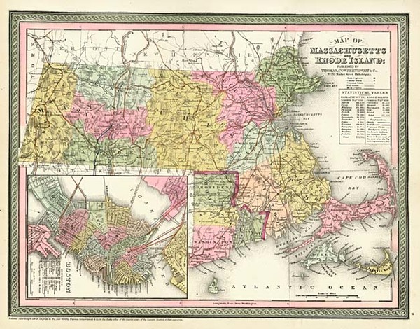 62-New England Map By Thomas, Cowperthwait & Co.