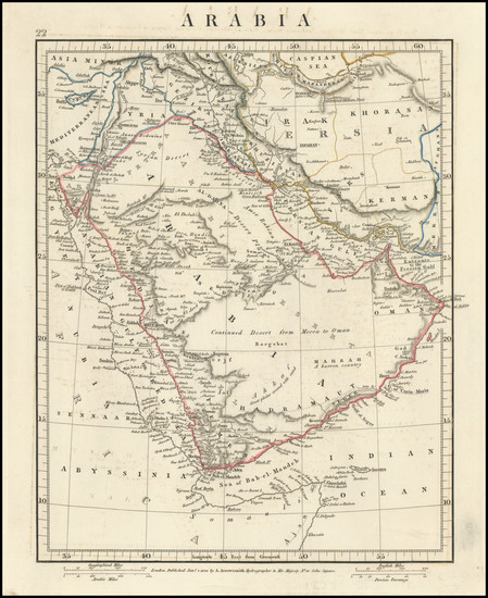 56-Arabian Peninsula Map By Aaron Arrowsmith