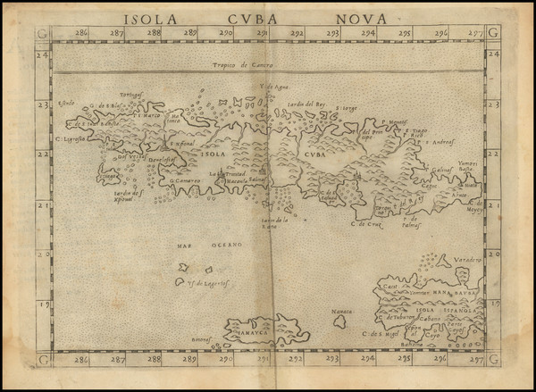2-Caribbean and Cuba Map By Girolamo Ruscelli