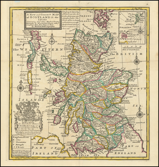 41-Scotland Map By Hermann Moll