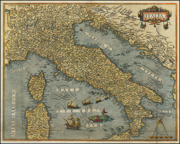 95-Italy Map By Theodor De Bry