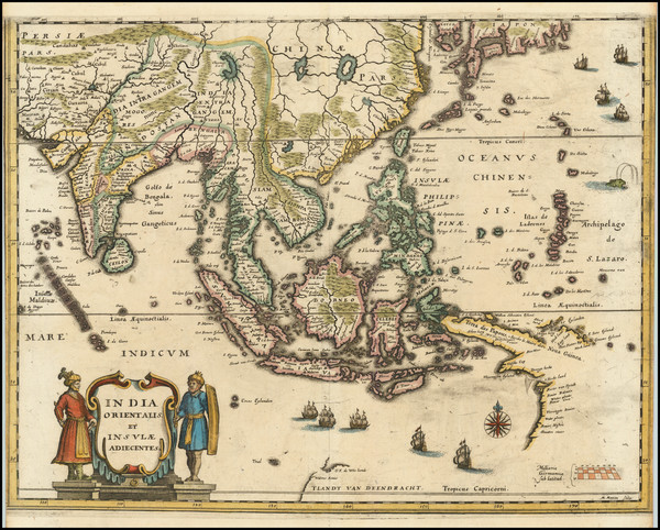 0-China, India, Southeast Asia, Philippines, Australia and Oceania Map By Matthaus Merian