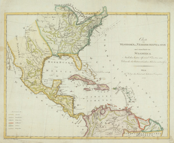 64-United States, Kentucky, Tennessee and Caribbean Map By Kunst & Industrie Comptoir